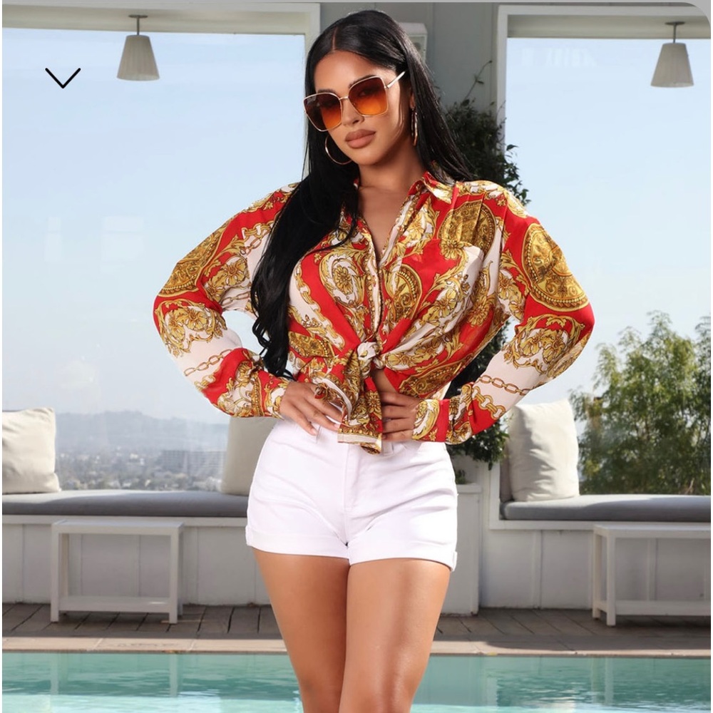 Red Combo Printed Shirt